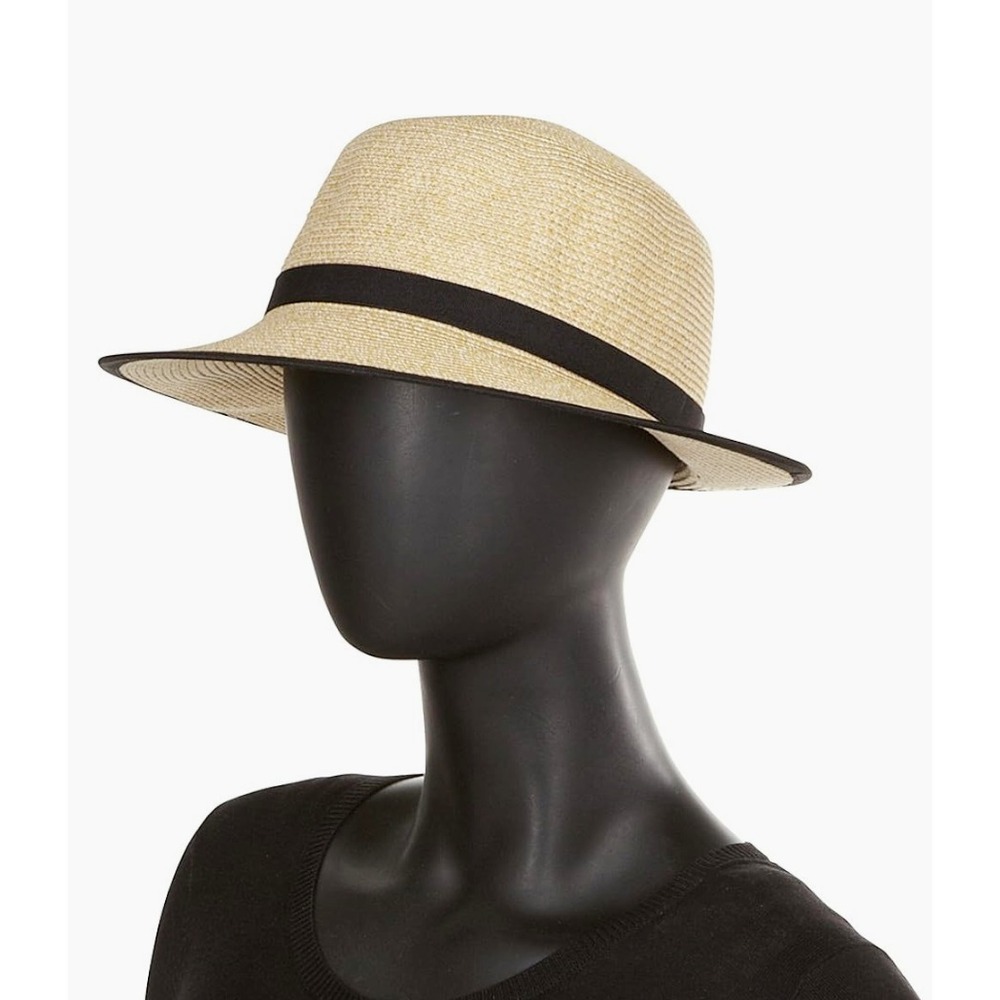 Sun N Sand Backless Hat Natural Straw Braid Wide Brim Beach Summer Vacation